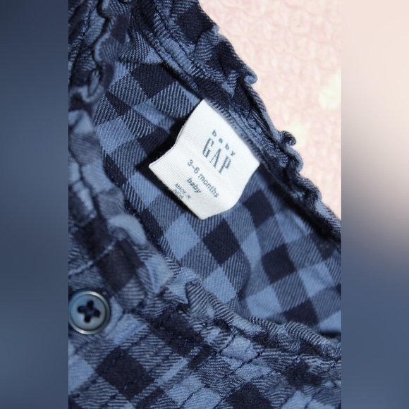 Baby Gap 3-6 months Baby Girl Blue Plaid Shirt/ Pants Set - Picture 2 of 4